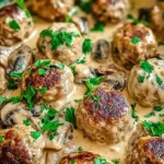 Creamy Mushroom Chicken Meatballs