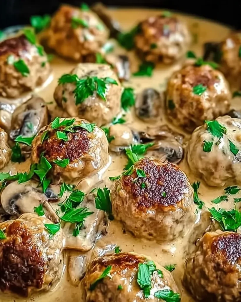 Creamy Mushroom Chicken Meatballs