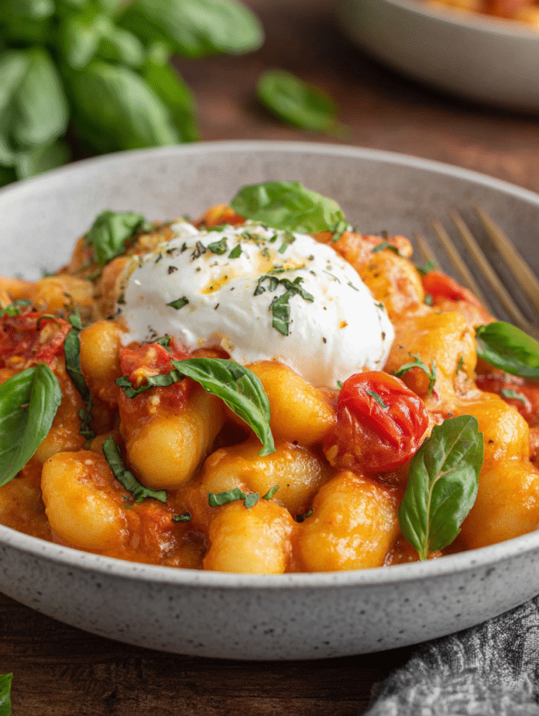 Creamy Tomato Gnocchi with Burrata