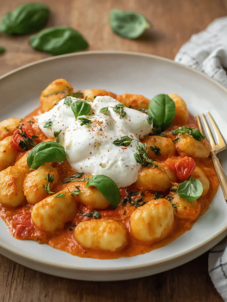 Creamy Tomato Gnocchi with Burrata