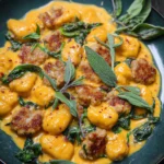 Pumpkin Gnocchi with Spinach and Sausage