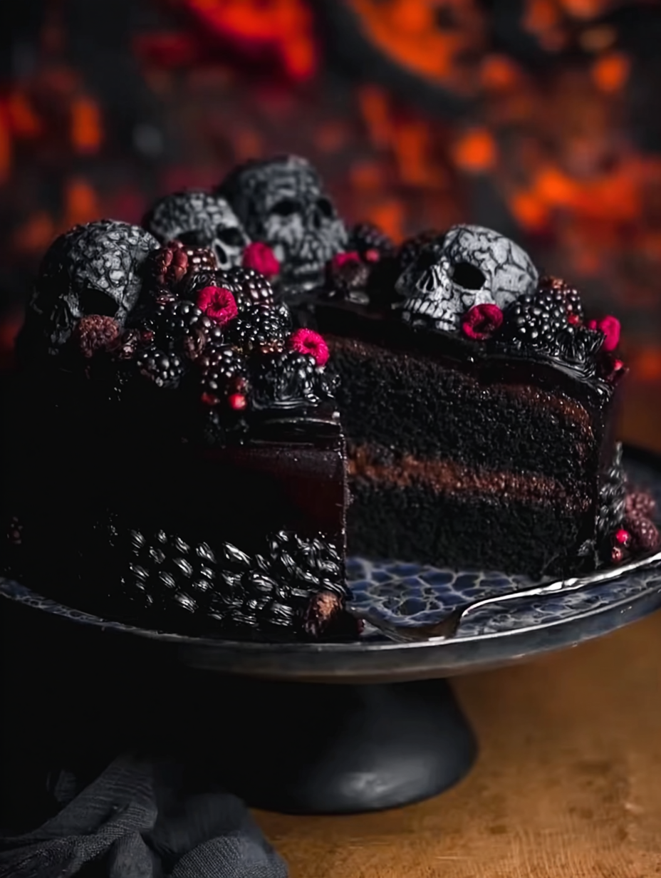 Spooky Black Velvet Halloween Cake