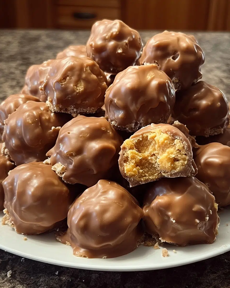 Step by step process of making Butterfinger balls