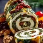 Cheese Log with Pesto and Sun Dried Tomatoes
