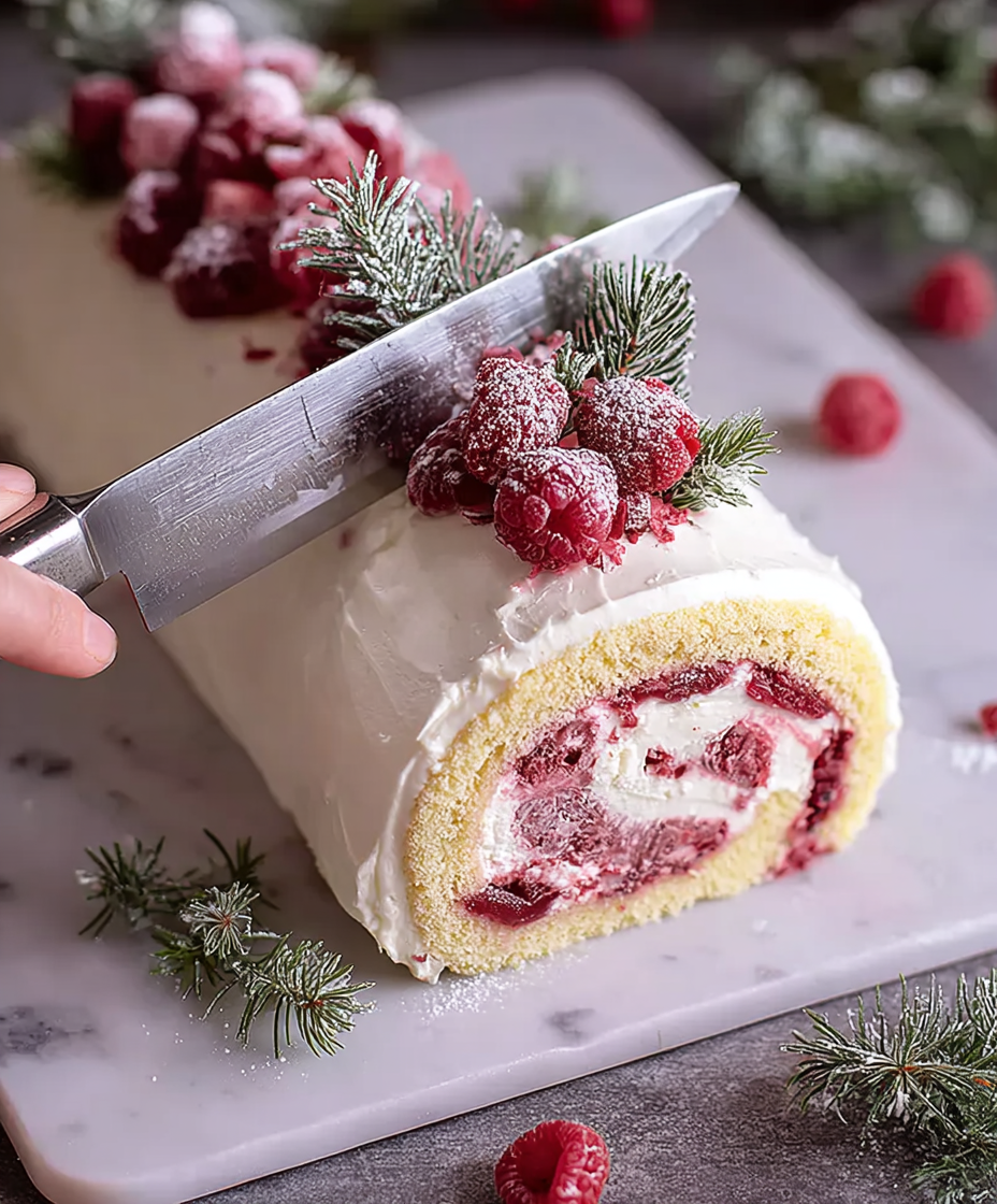 Christmas Raspberry Cake Roll