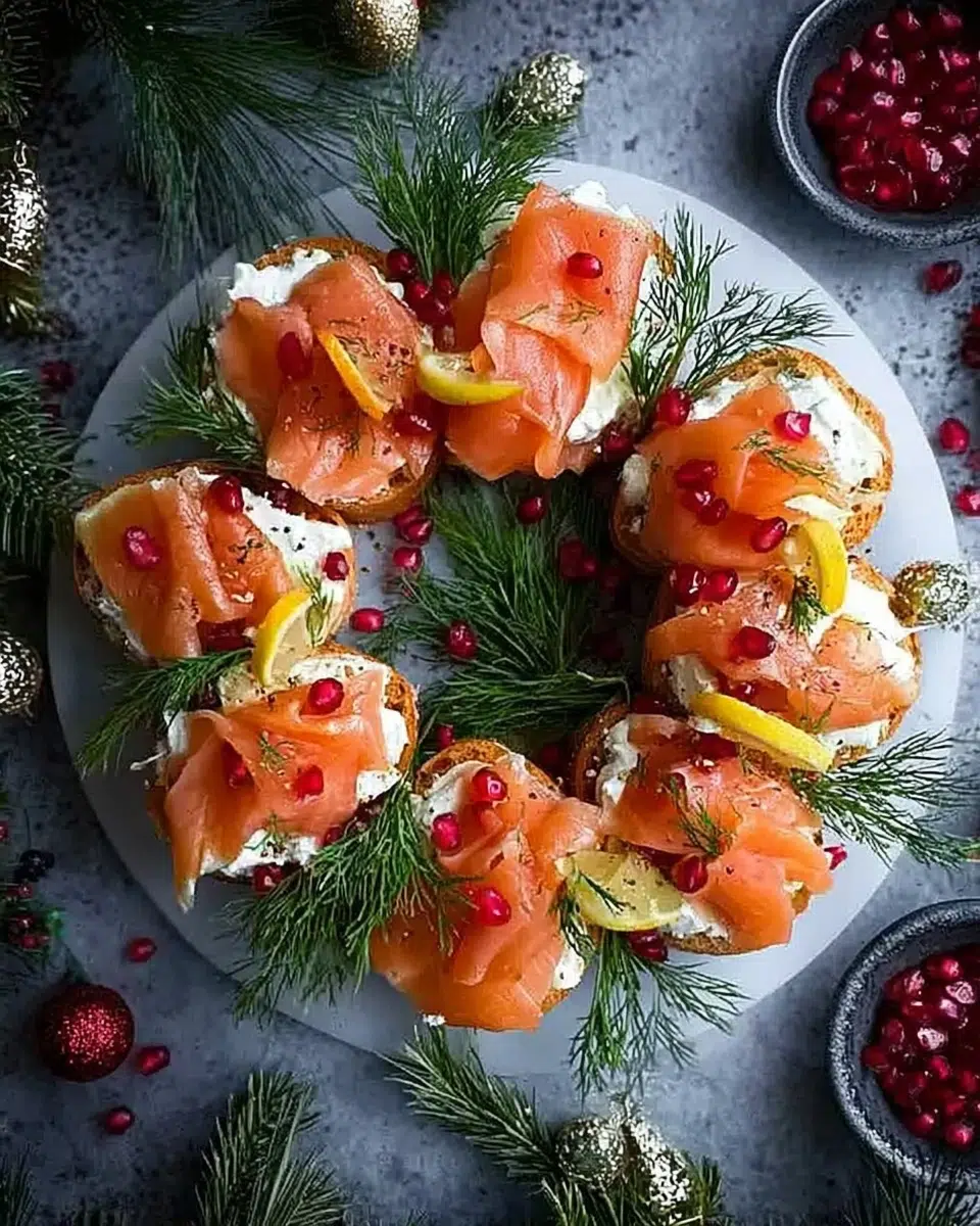 Christmas Salmon Bruschetta Wreath
