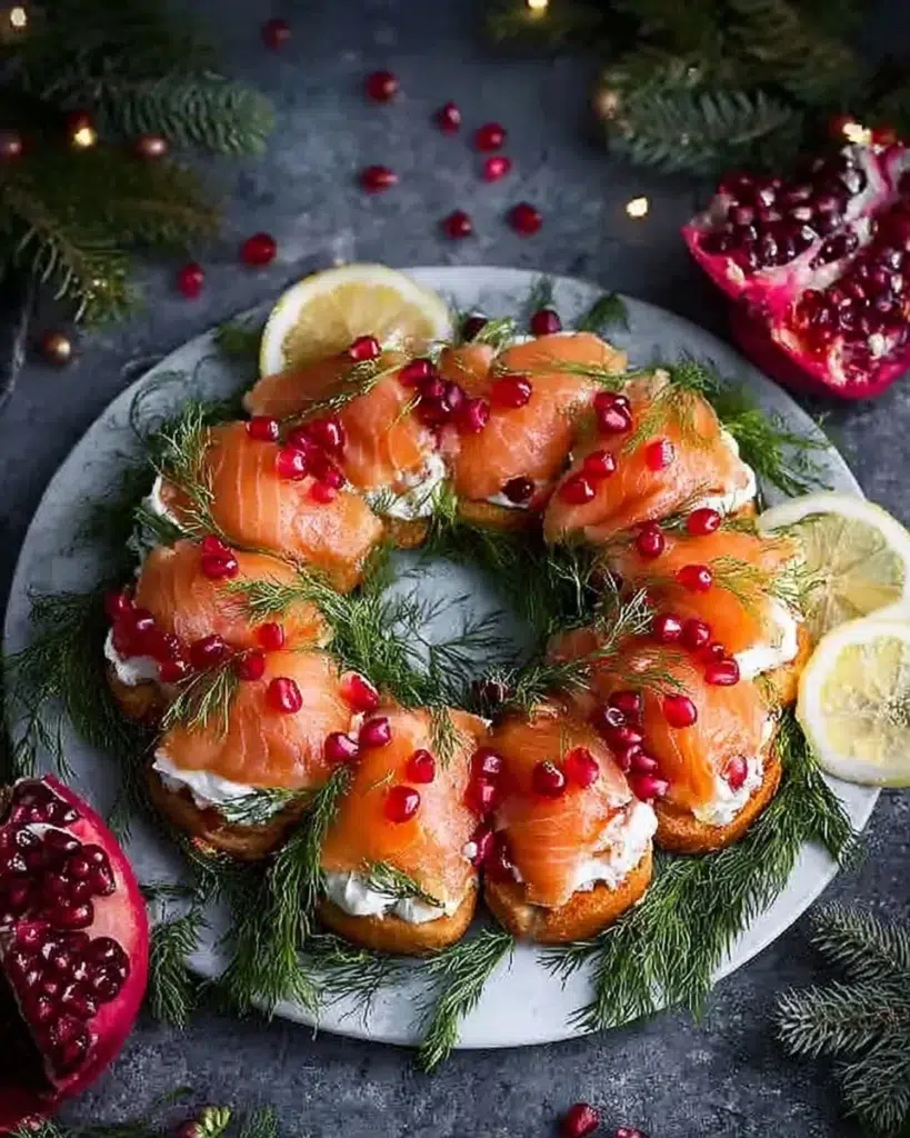 Christmas Salmon Bruschetta Wreath