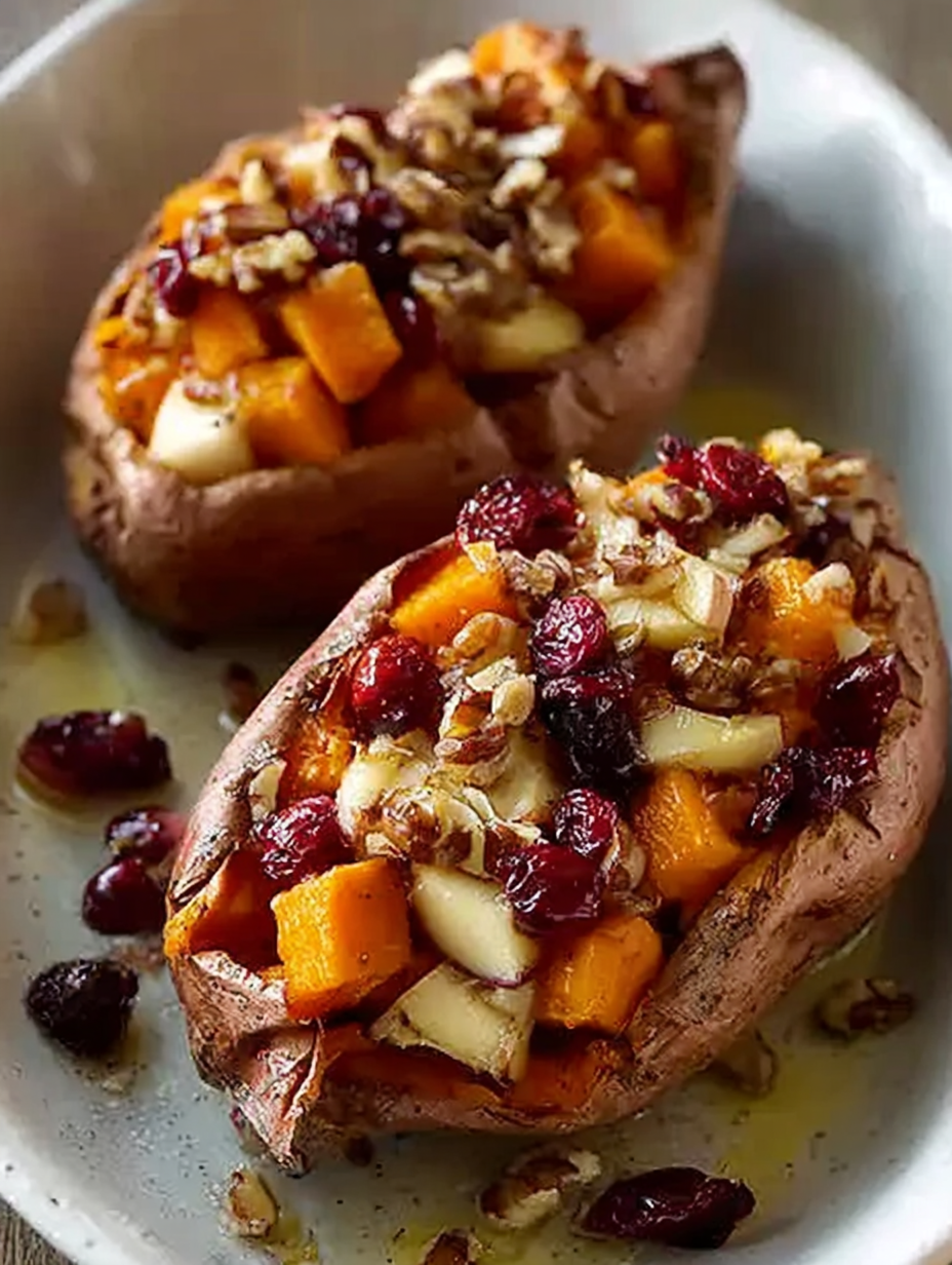 Cranberry Apple Twice Baked Sweet Potatoes