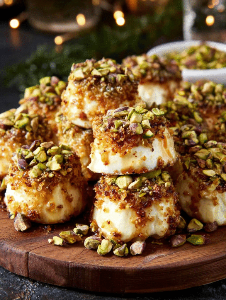 Pistachio Crusted Brie Bites