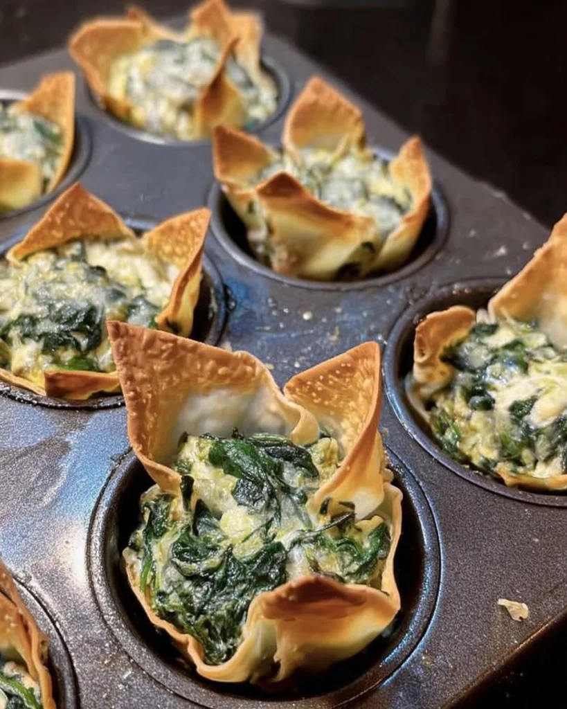 SPINACH AND ARTICHOKE WONTON CUPS