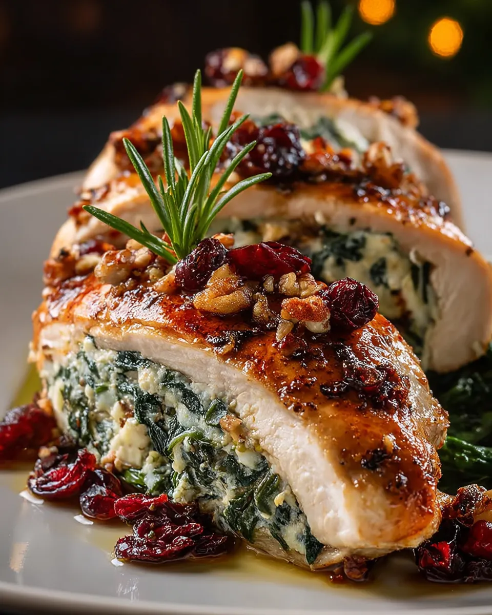 Spinach and Cranberry Stuffed Chicken