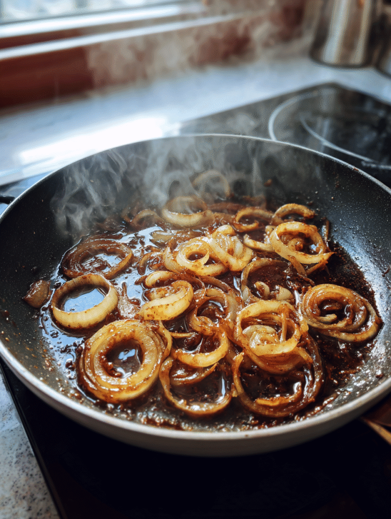Steak Crostini with a Creamy Horseradish Sauce and Caramelized Onions