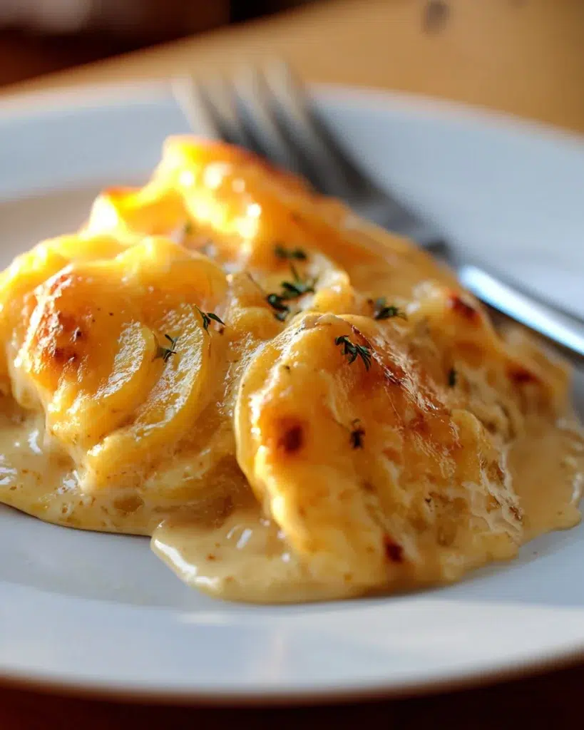 The preparation steps of Cheesy Scalloped Potatoes