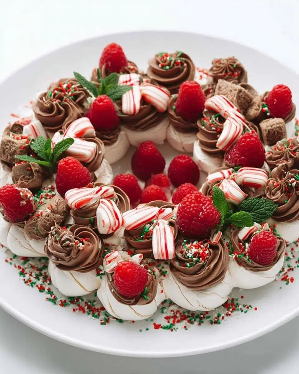 The preparation steps of Choc-mint pull-apart pavlova