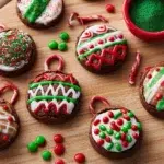 The preparation steps of Christmas Ornament Brownies