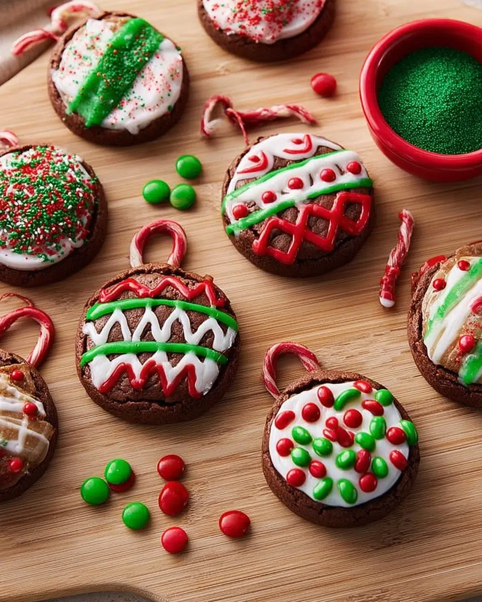 The preparation steps of Christmas Ornament Brownies
