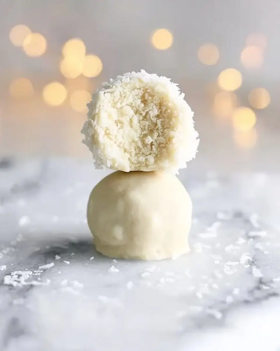 The preparation steps of Coconut Snowball Truffles