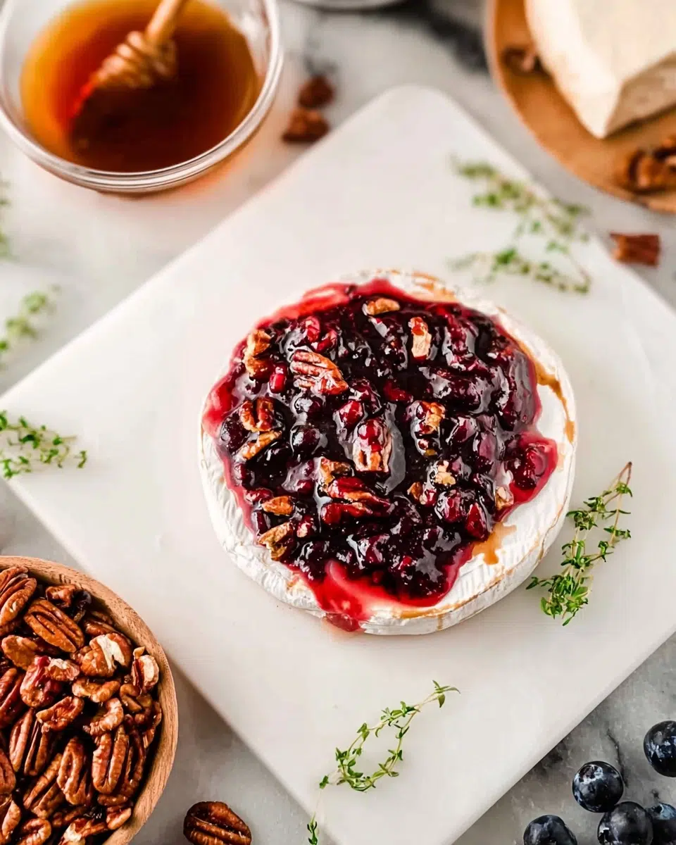 The preparation steps of Cranberry Pecan Baked Brie