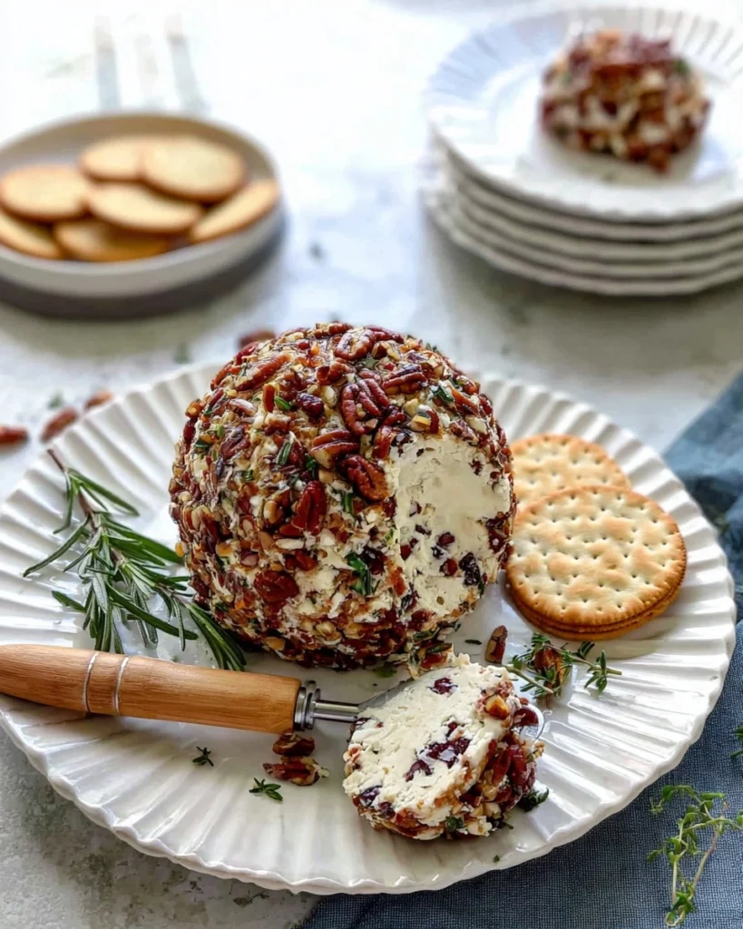 The preparation steps of Cranberry Pecan Goat Cheese Ball