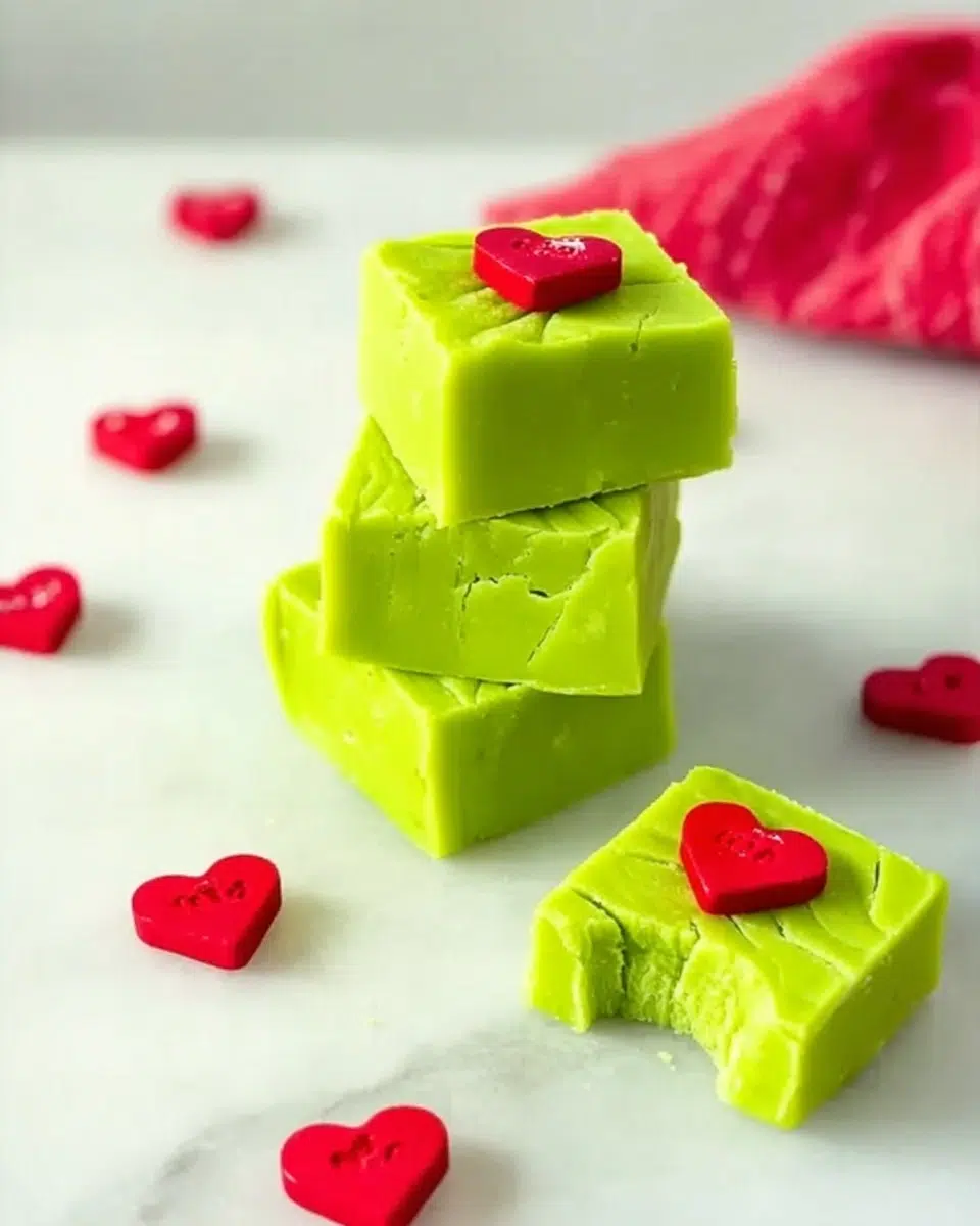 The preparation steps of Grinch Fudge