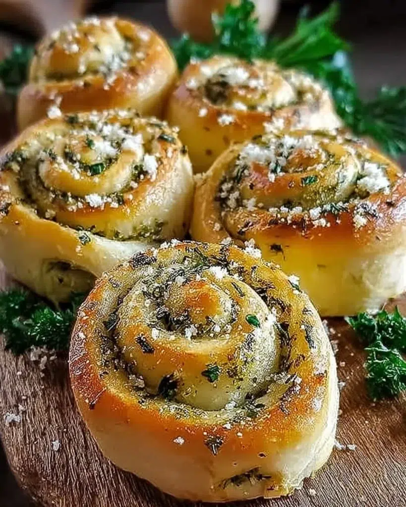 The preparation steps of Herb and Garlic Swirl Rolls