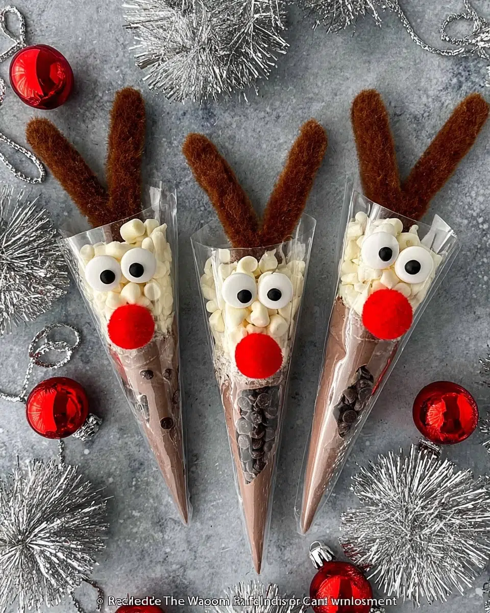 The preparation steps of Reindeer Chocolate Cone Bags