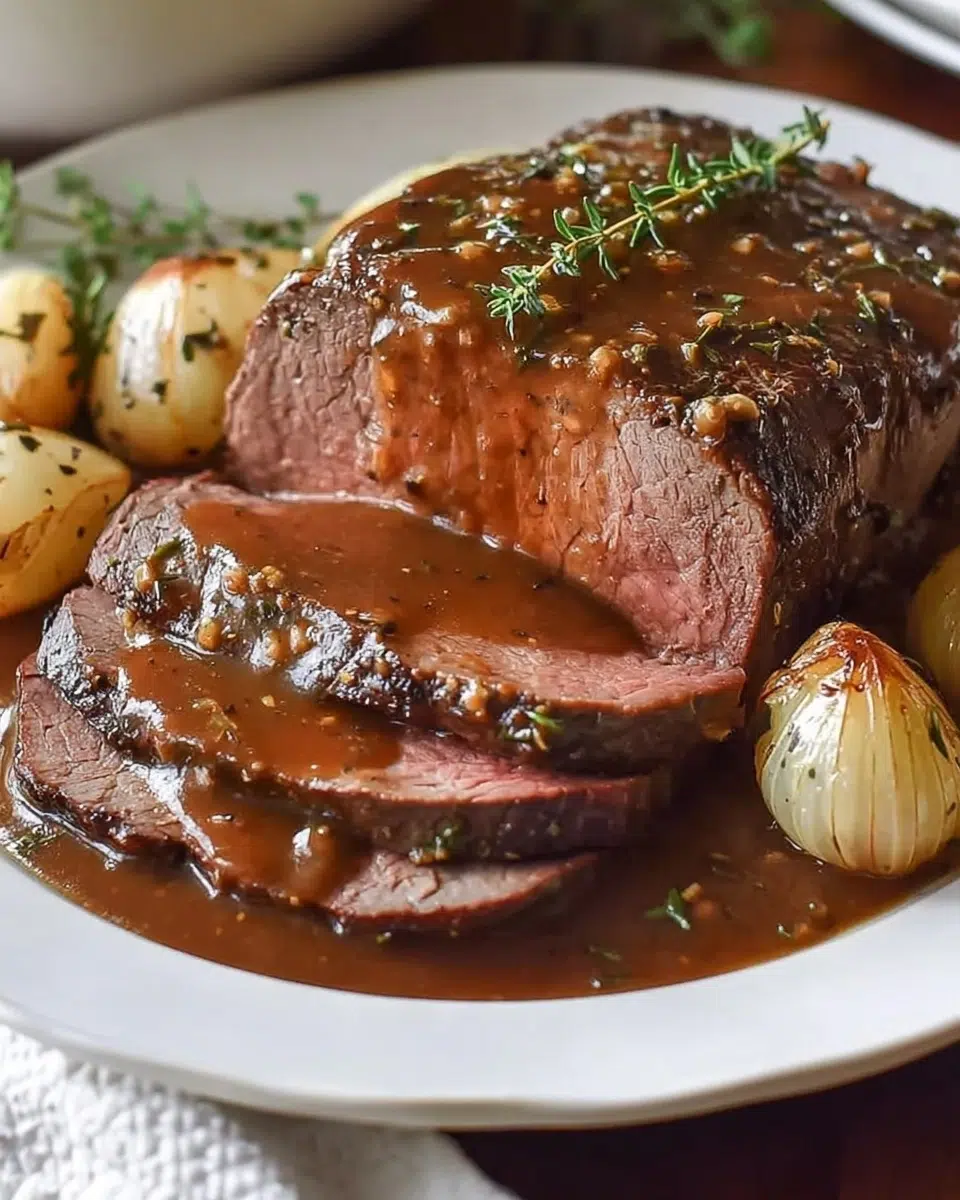 The preparation steps of Roast Beef with Gravy