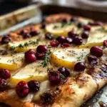 The preparation steps of Roasted Pear, Cranberry, and Brie Flatbread