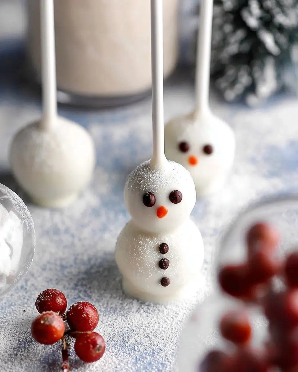 The preparation steps of Snowman Cake Pops