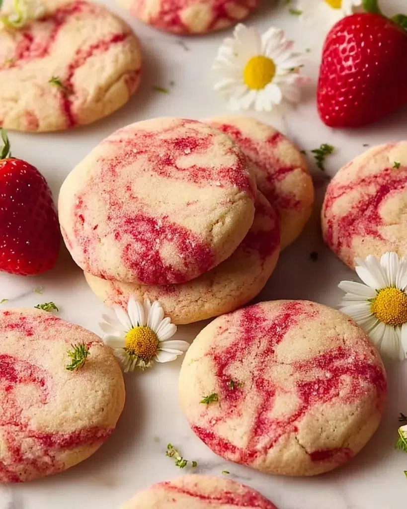 The preparation steps of Strawberry Cheesecake Cookies