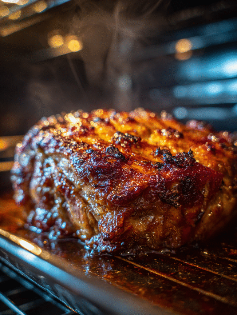 spiced pomegranate and clementine slow-roast lamb leg