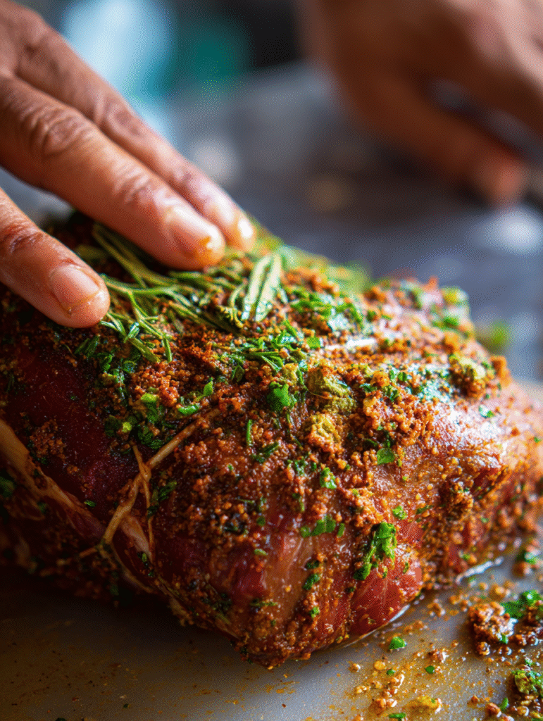 spiced pomegranate and clementine slow-roast lamb leg